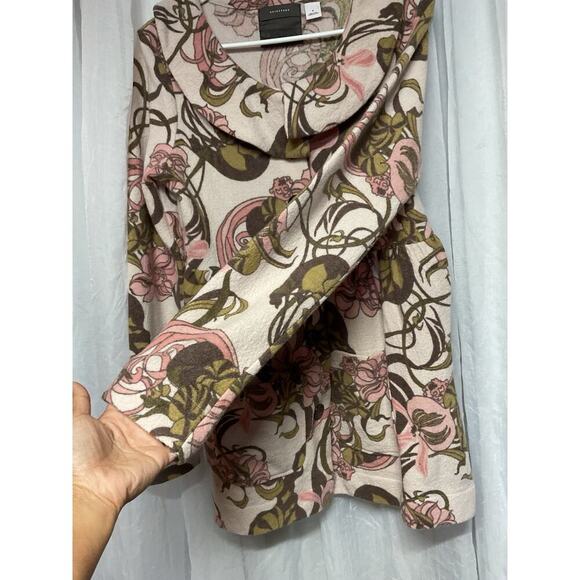 ANTHROPOLOGIE Pea Coat Womens Sz Med GUINEVERE Kirklees Sweater Coat Wool Floral - Picture 9 of 12